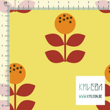 Large orange and red flowers fabric