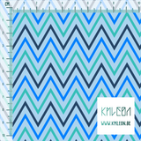 Blue, navy and teal chevron fabric