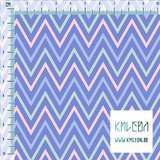 Pink, mint green and periwinkle chevron fabric