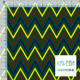 Yellow, red and blue chevron fabric