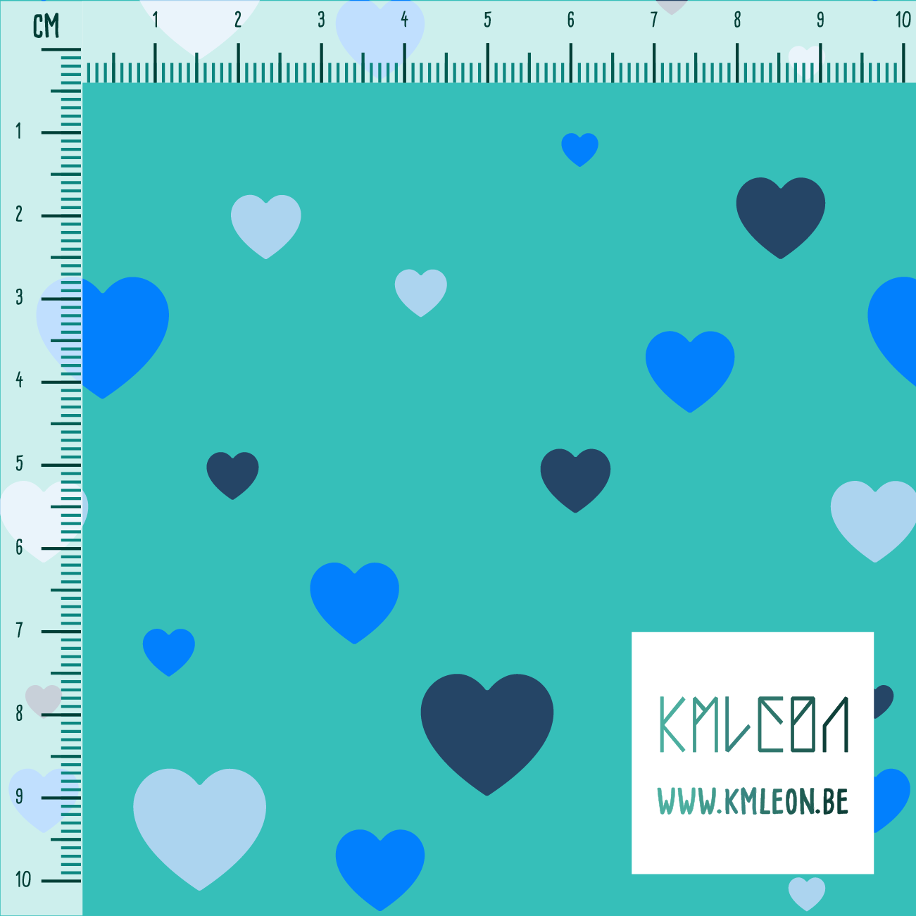 Blue and navy hearts fabric