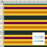 Horizontal stripes in green, orange and purple fabric