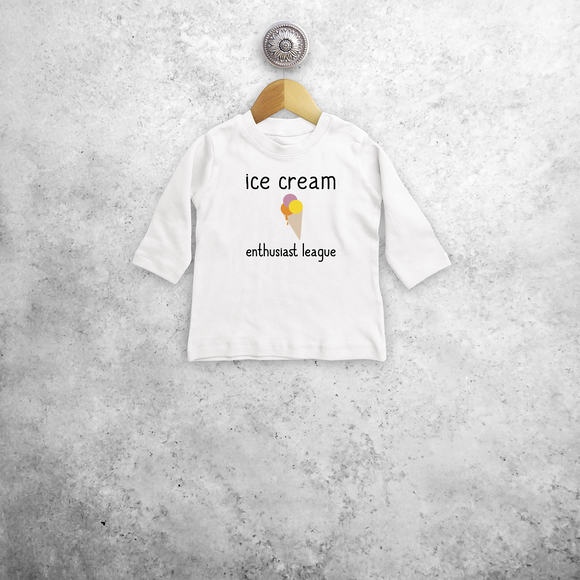 'Ice cream enthusiast league' baby shirt met lange mouwen