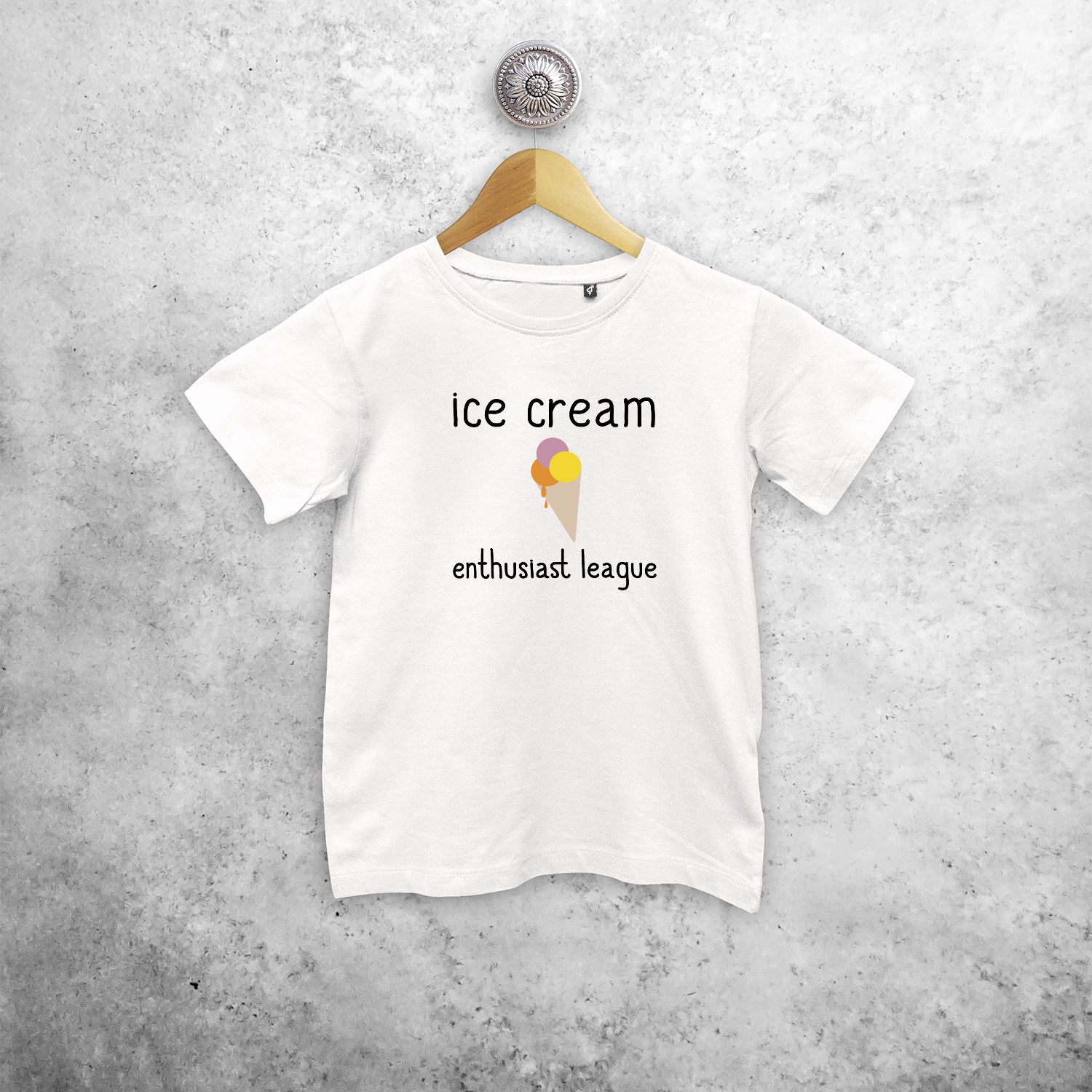 'Ice cream enthusiast league' kids shortsleeve shirt