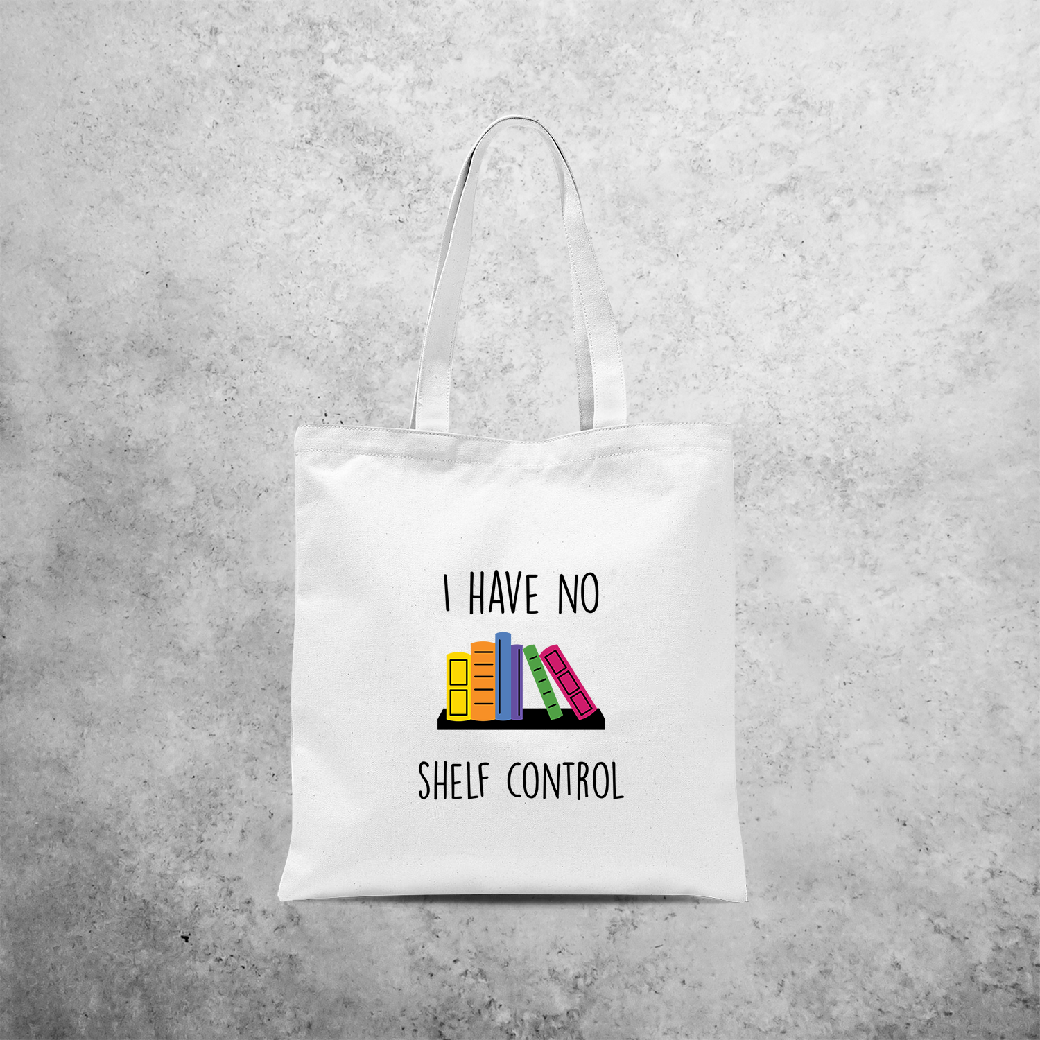 'I have no shelf control' tote bag