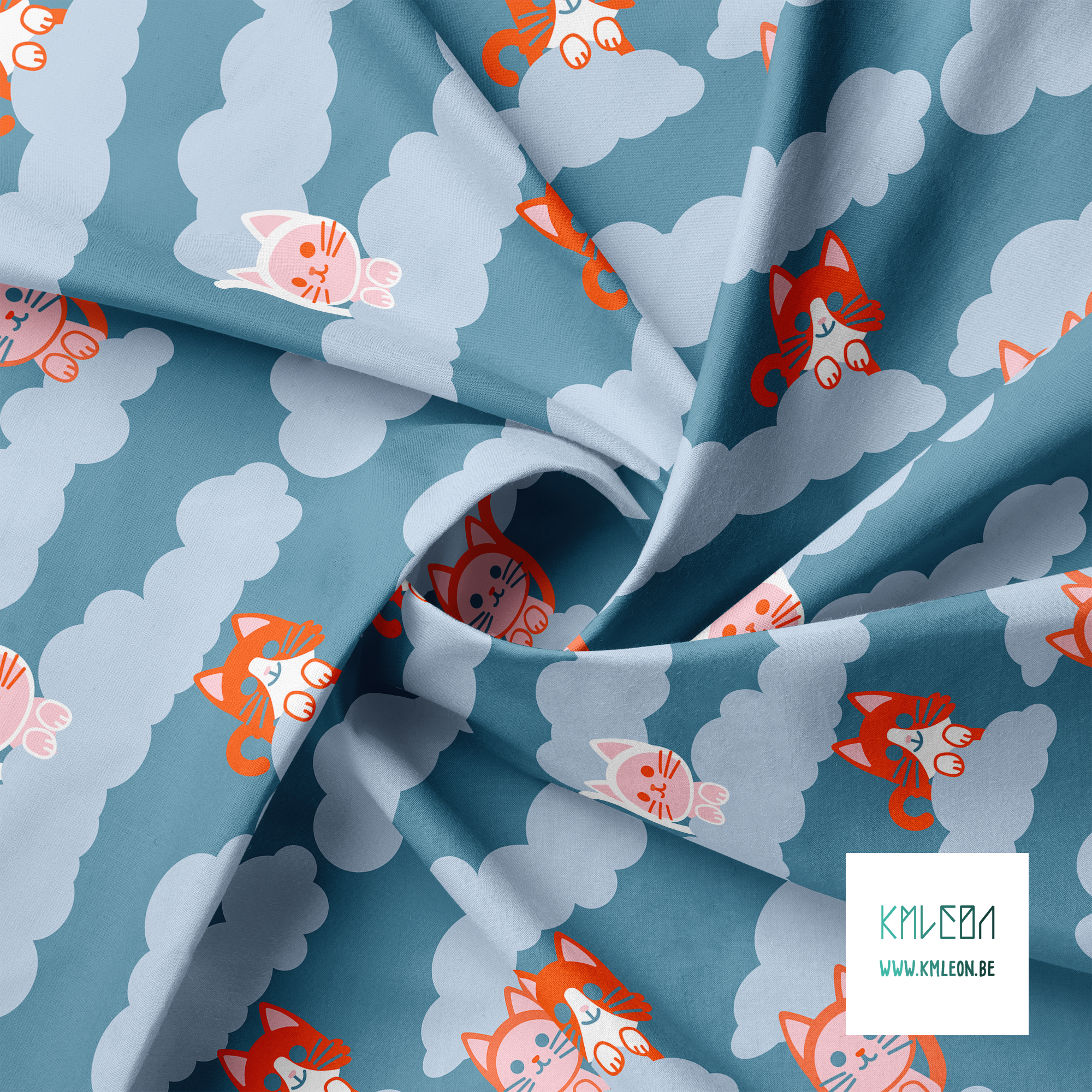 Cats in the clouds fabric