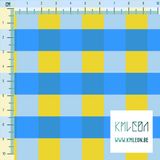 Blue and yellow gingham fabric