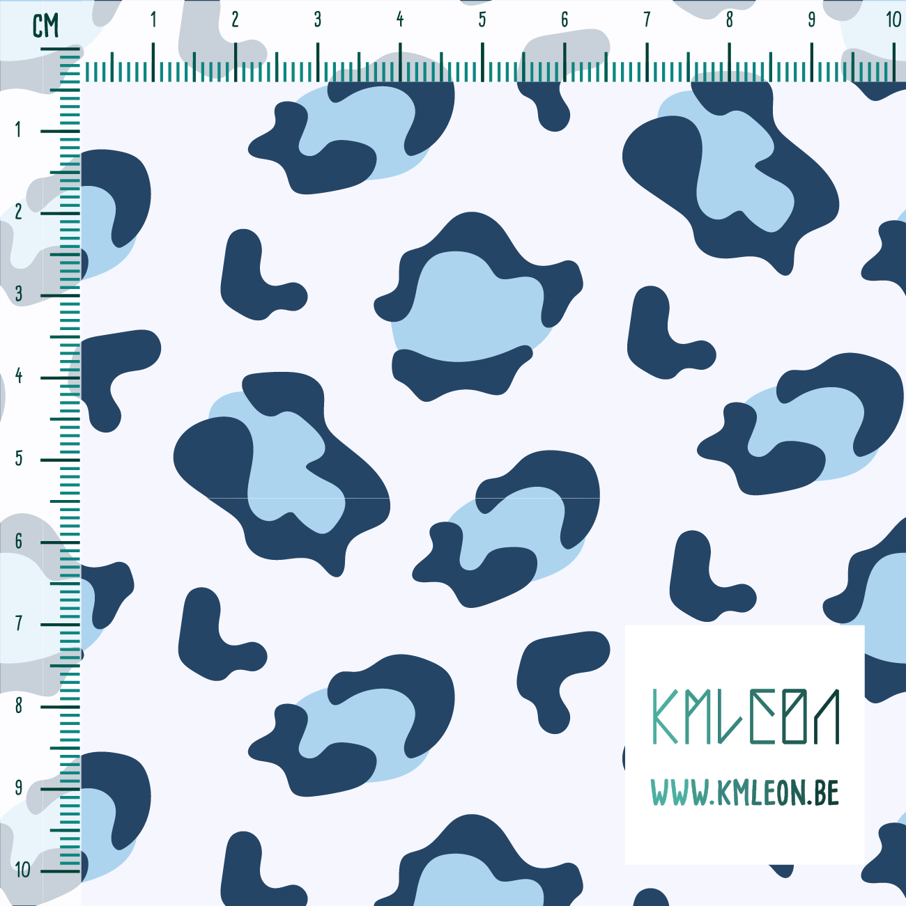 Blue and navy leopard print fabric