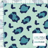 Teal and navy leopard print fabric