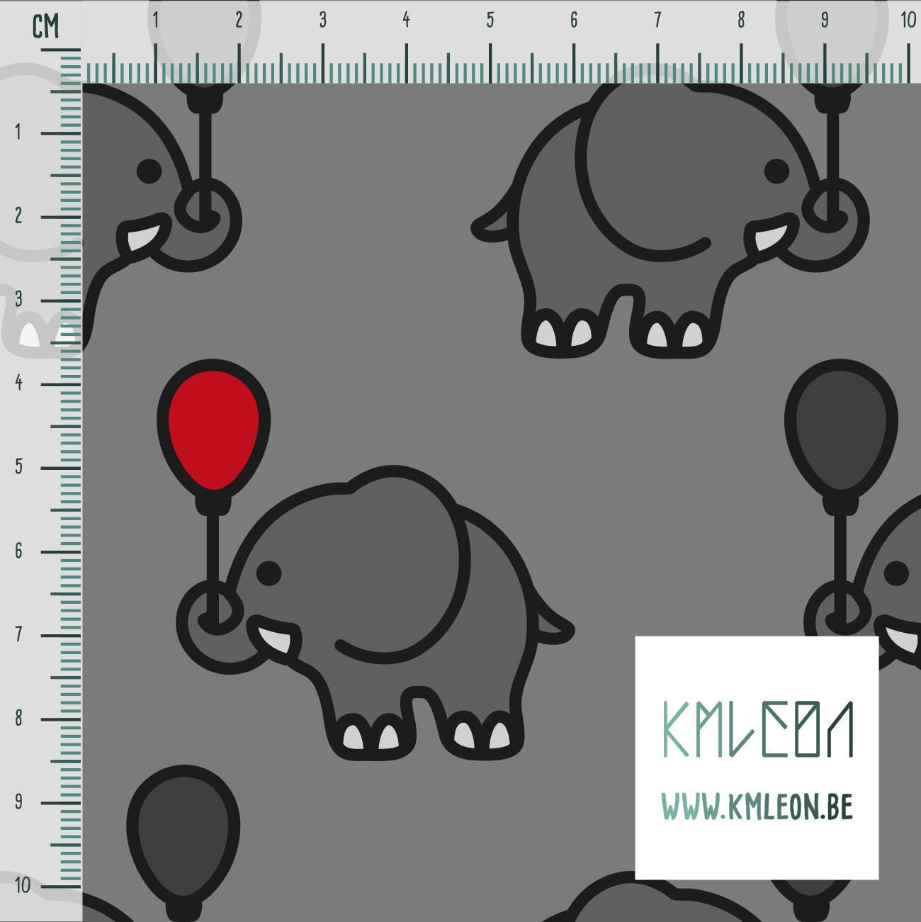 Elephants and balloons fabric