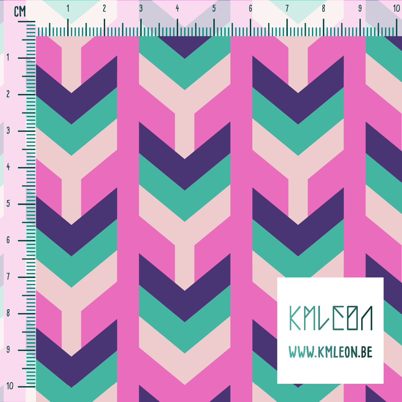 Purple, green and pink arrows fabric