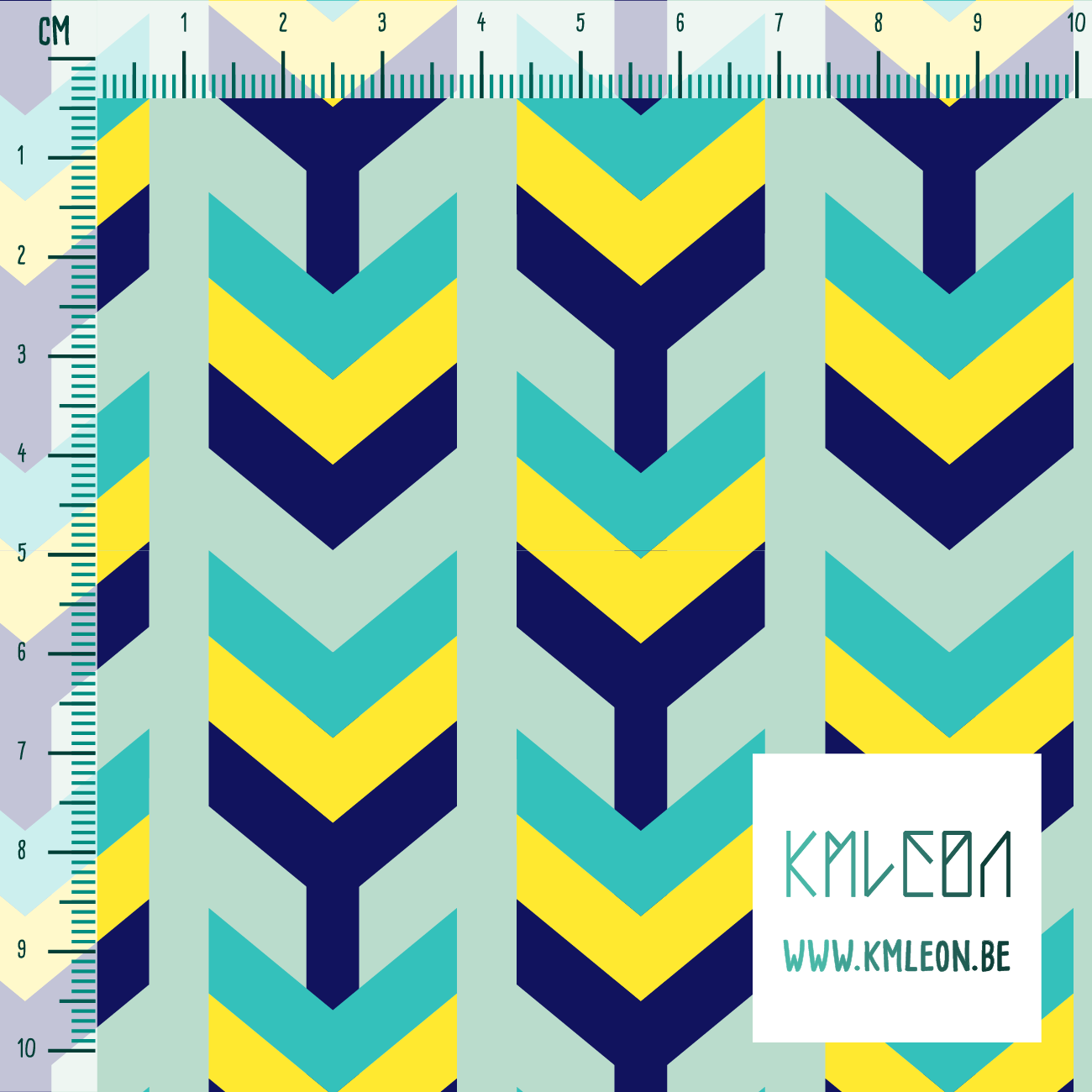 Teal, yellow and blue arrows fabric