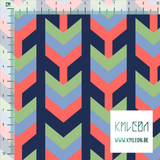 Green, blue and coral arrows fabric