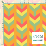 Green, yellow and coral arrows fabric