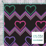 Hearts and pixels fabric