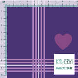 Purple plaid with purple hearts fabric