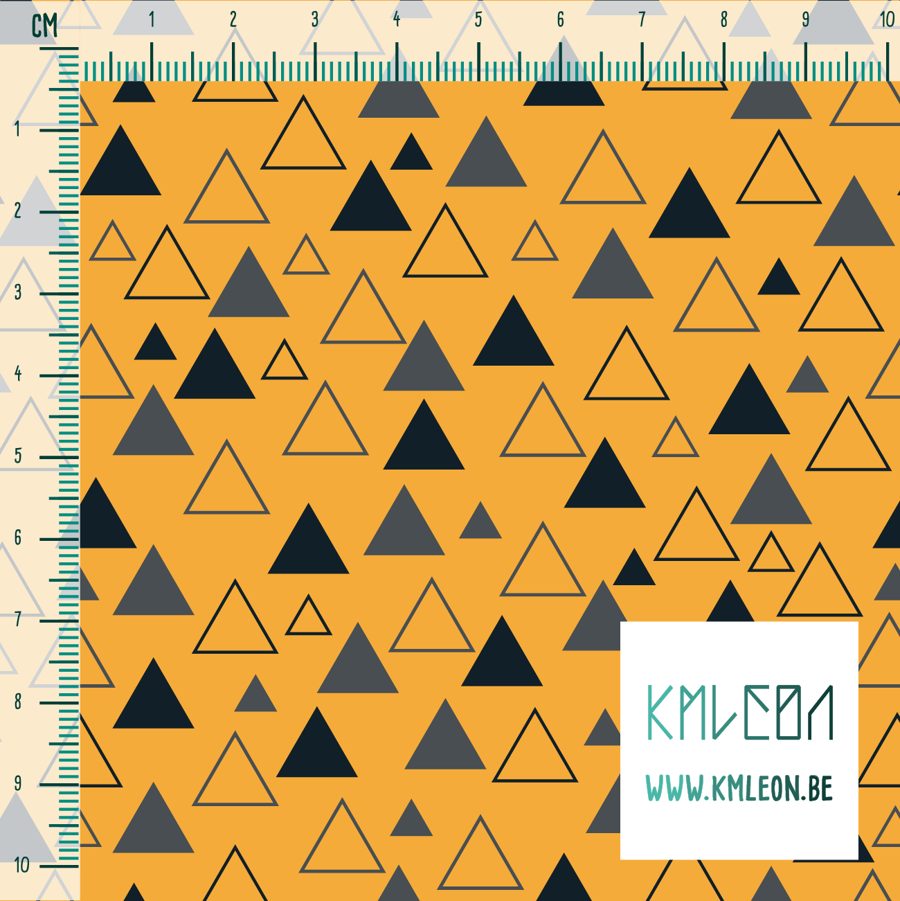 Grey and dark teal triangles fabric