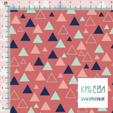 Navy, pink and mint green triangles fabric