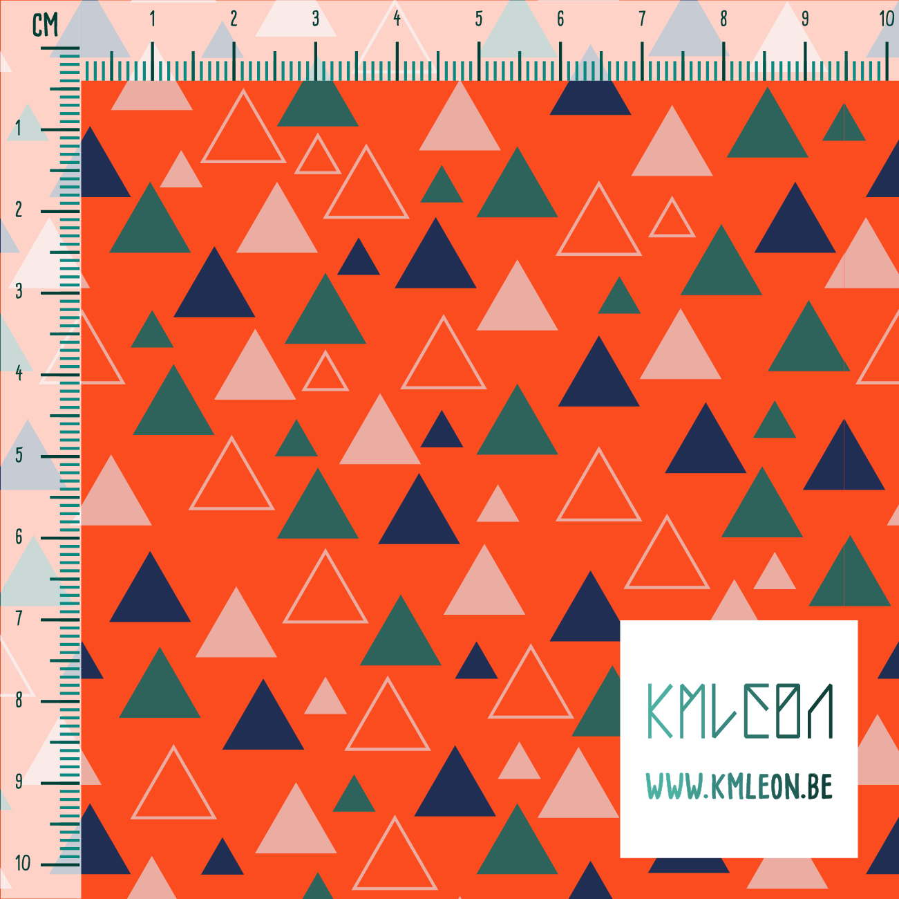 Navy, green and pink triangles fabric