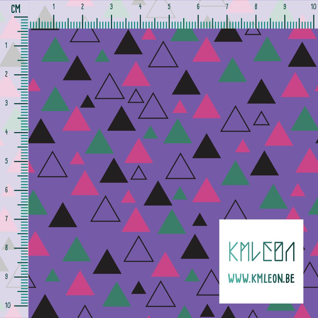 Pink, black and green triangles fabric