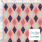 Navy, pink and mint green diamonds fabric