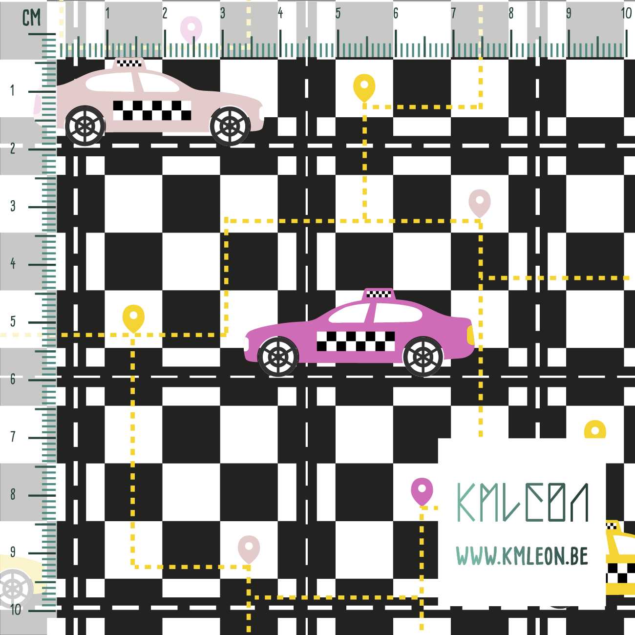Yellow and pink taxis fabric