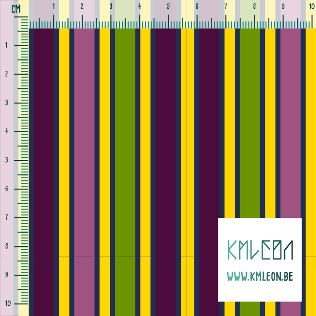 Pink, purple, yellow and green vertical stripes fabric
