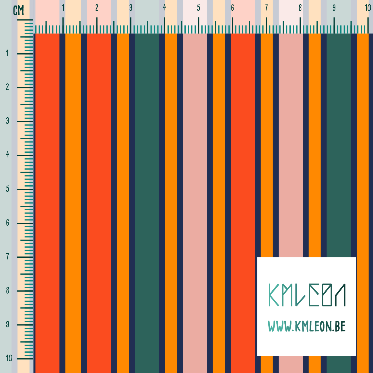 Orange, pink and green vertical stripes fabric