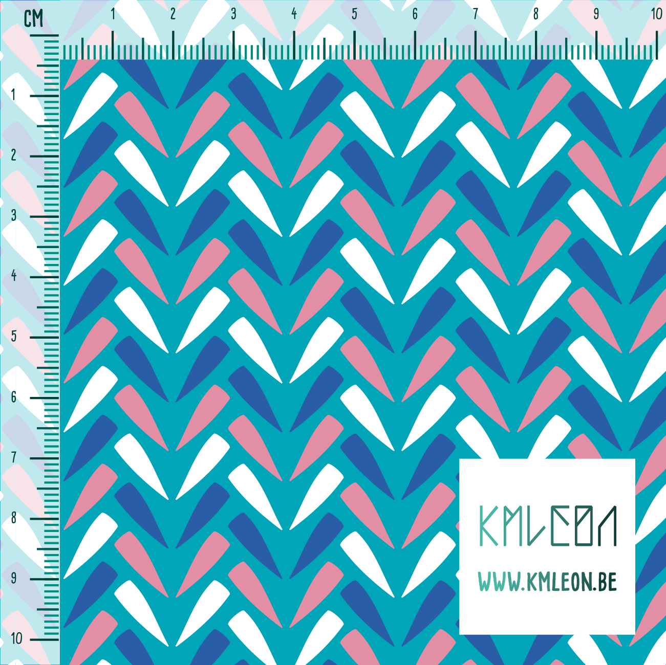 Blue, white and pink chevron fabric