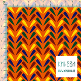 Red, yellow, green and blue chevron fabric