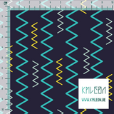 Yellow, teal and mint green zig zag fabric
