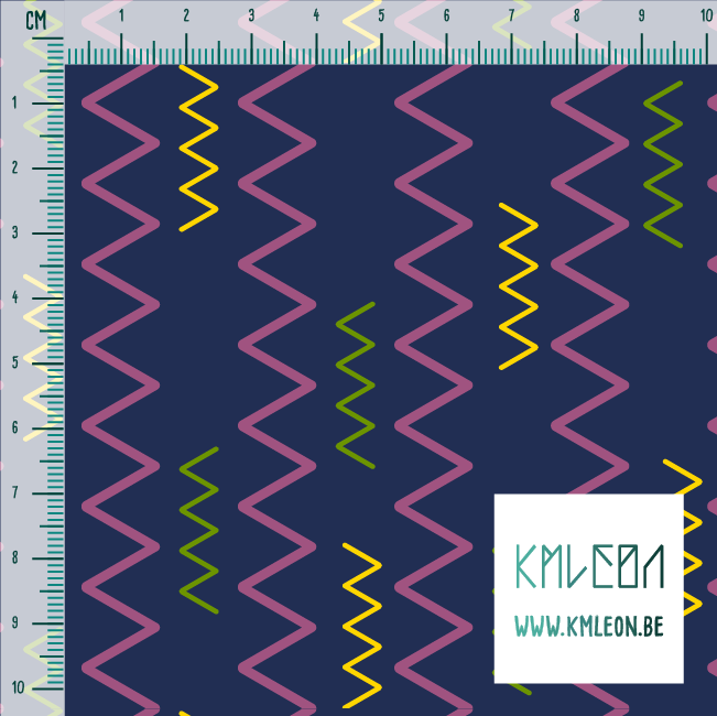 Pink, green and yellow zig zag fabric