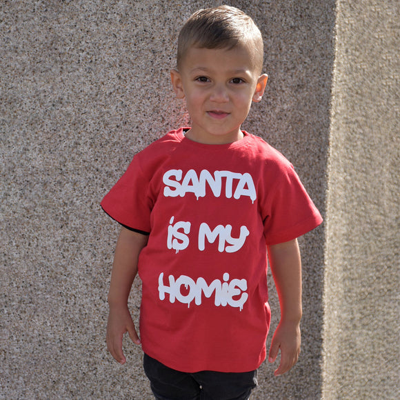 'Santa is my homie' kids shortsleeve shirt
