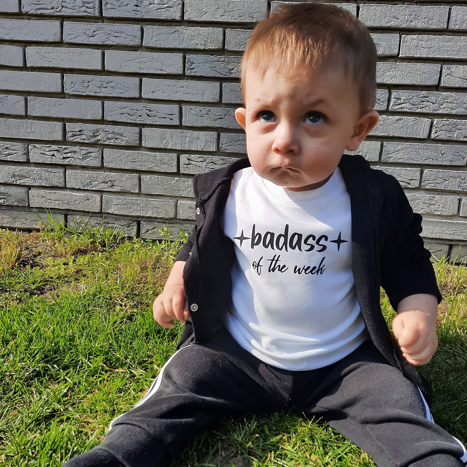 'Badass of the week' baby shirt met korte mouwen