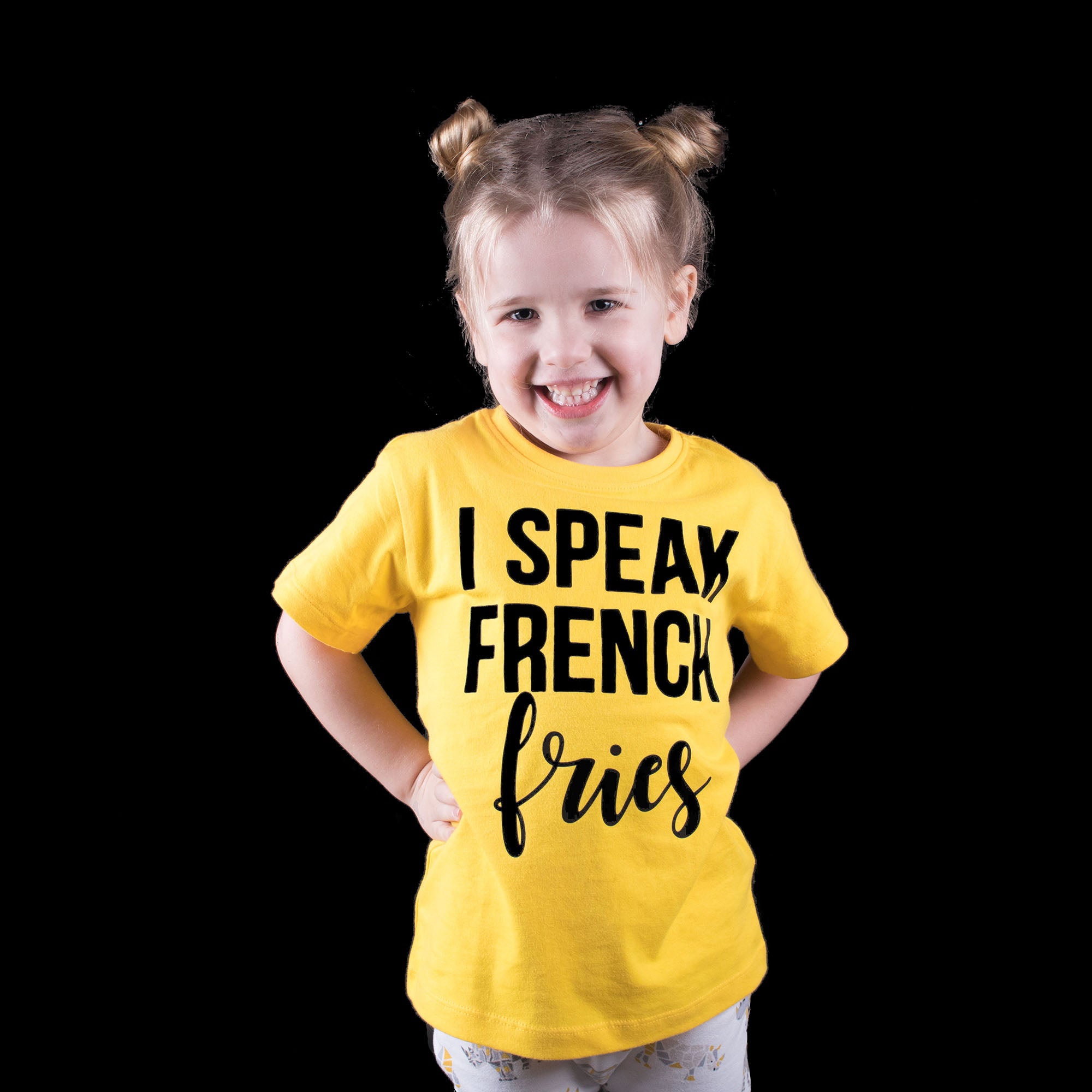 'I speak French fries' kind shirt met korte mouwen