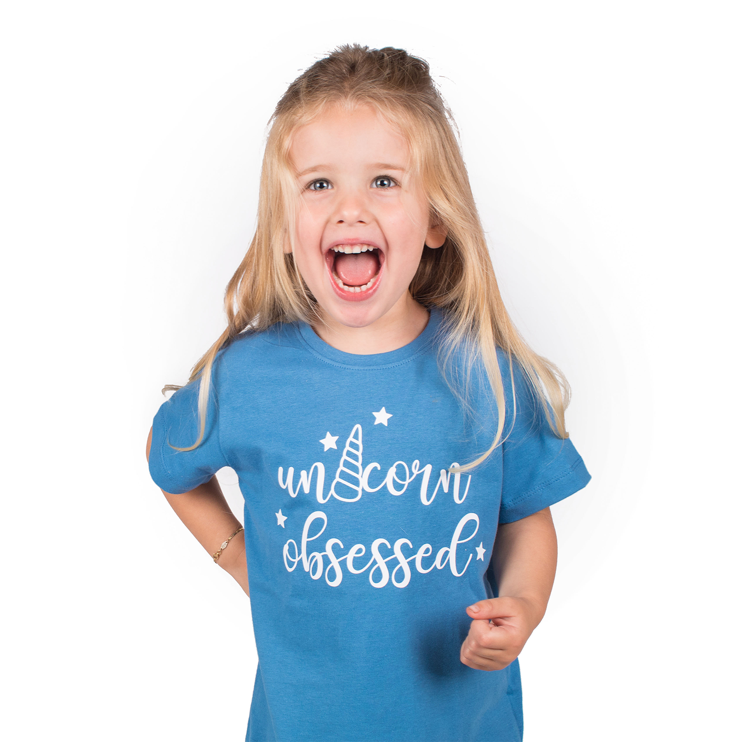 'Unicorn obsessed' kids shortsleeve shirt