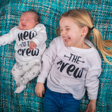 'New to the crew' baby shirt met lange mouwen