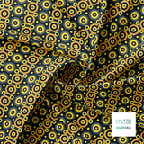 Retro octagons in black, orange, yellow and grey fabric