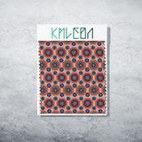 Retro octagons in orange, green and navy fabric