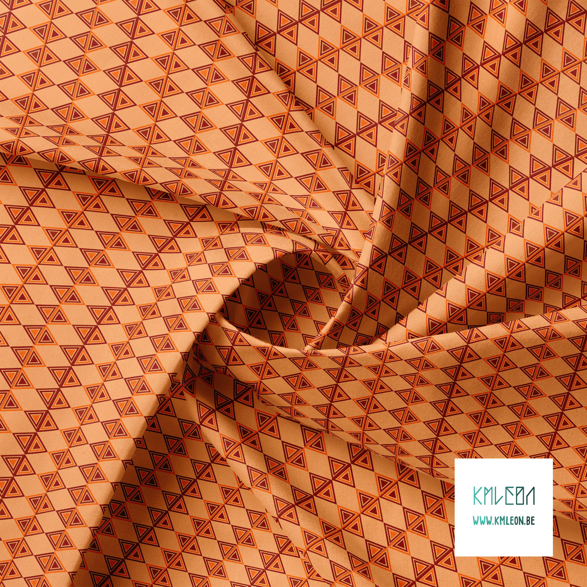Brown and orange triangles fabric