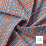 Geometric shapes in blue, pink and orange fabric