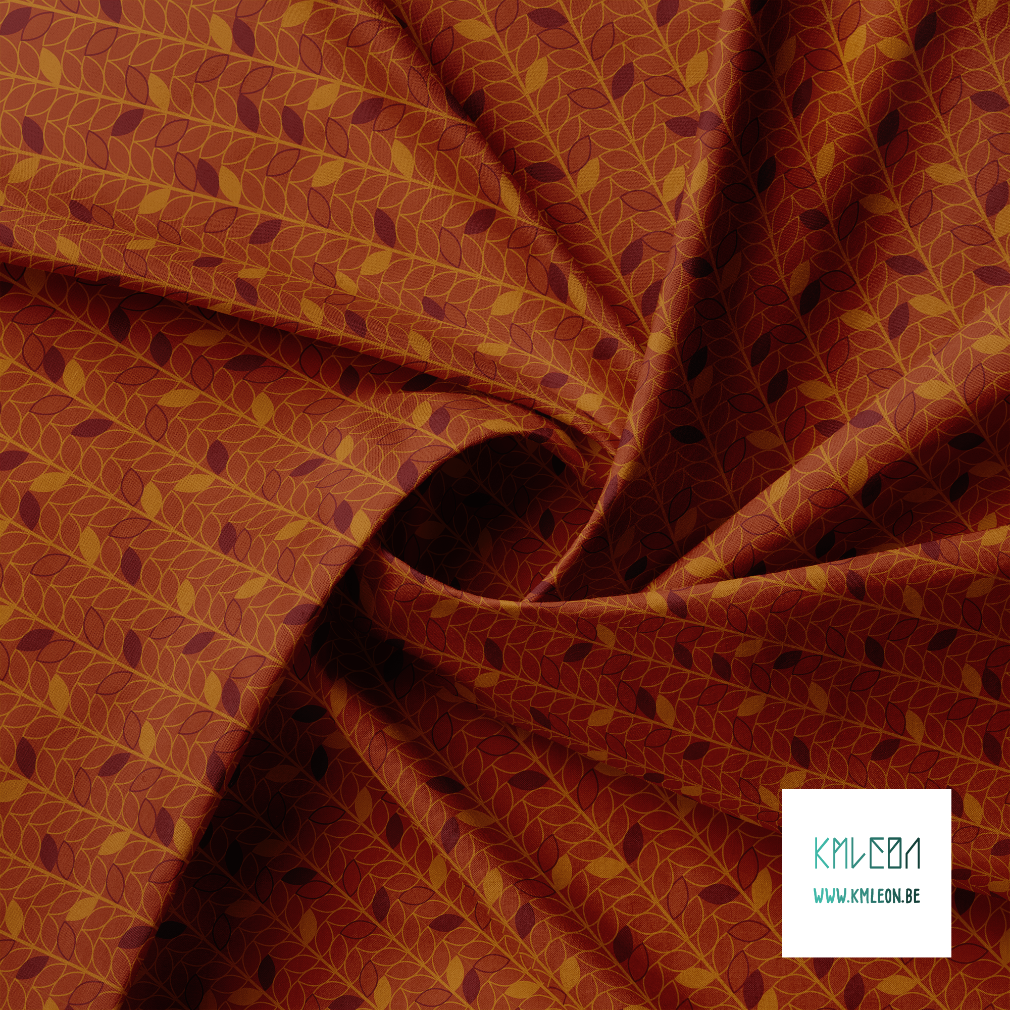 Brown leaves fabric