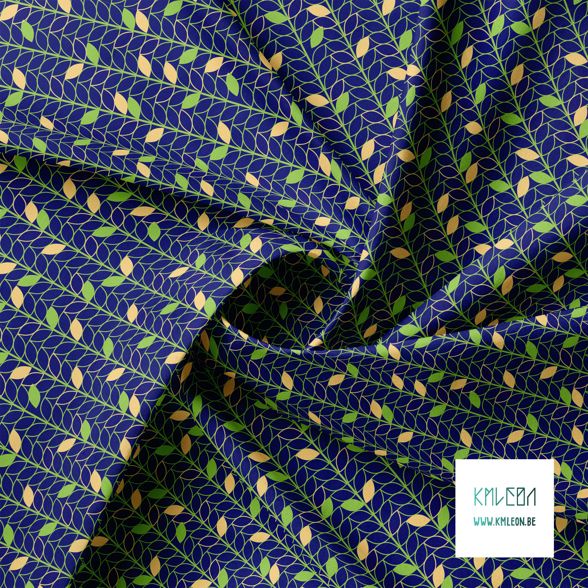Yellow and green leaves fabric