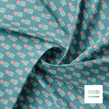 Pink and mint green scandi flowers fabric