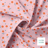 Orange and blue flowers and leaves fabric