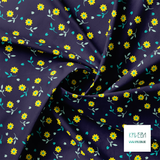 Yellow and teal flowers and leaves fabric