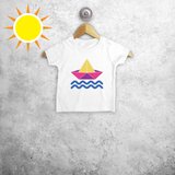 Bootje en golven magisch baby shirt met korte mouwen