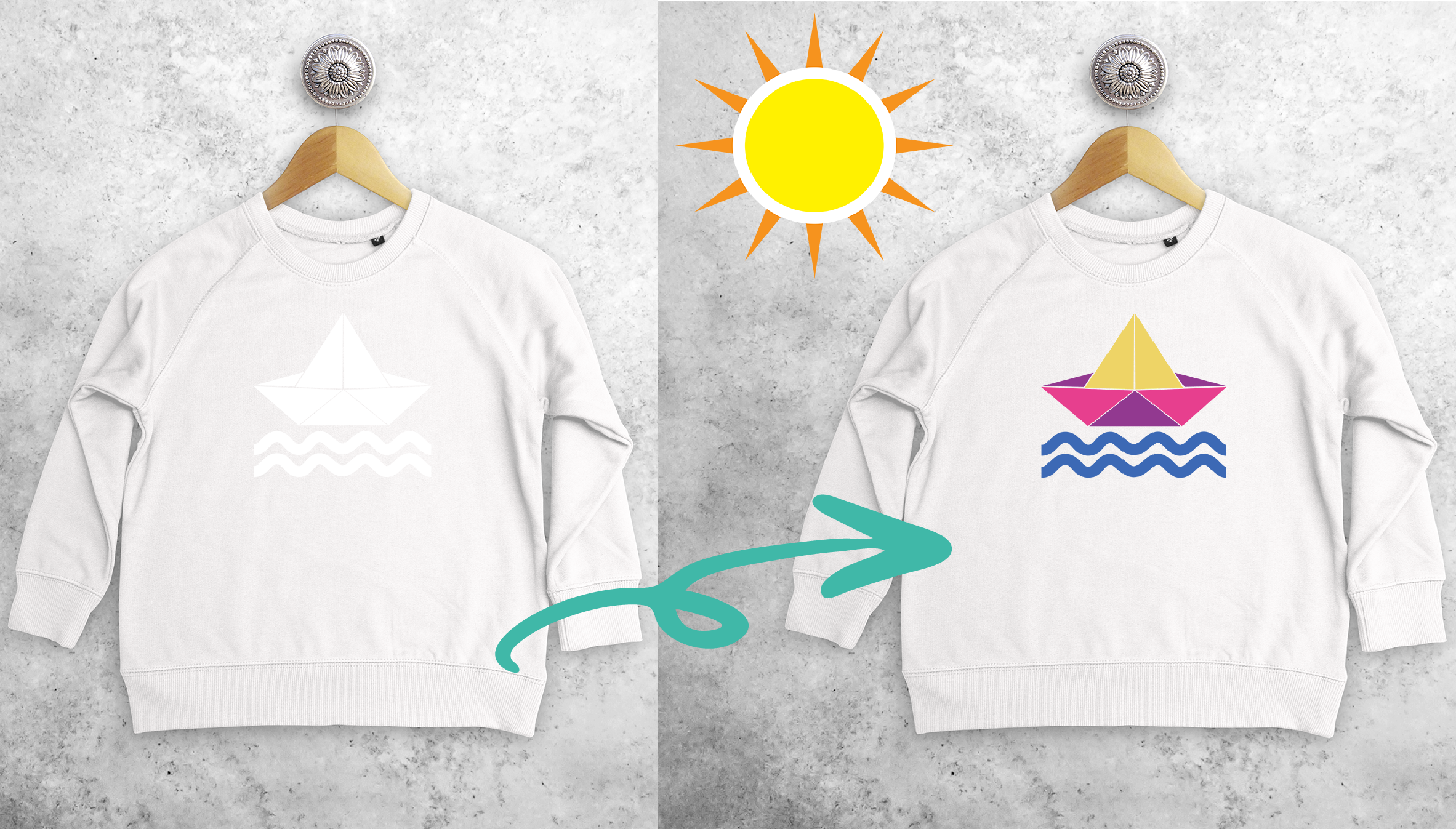 Boat and waves magic kids sweater