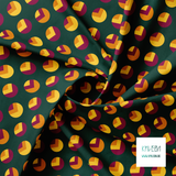 Orange, purple and yellow circles and triangles fabric