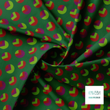 Purple, green and red circles and triangles fabric